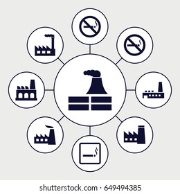 Smoke icons set. set of 9 smoke filled icons such as smoking area, no smoking