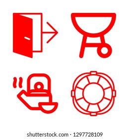 smoke icons set with tea, exit and rescue vector set