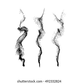 imitación de humo. Ilustración abstracta vectorial de la corriente de humo. Flujo de partículas turbulentas