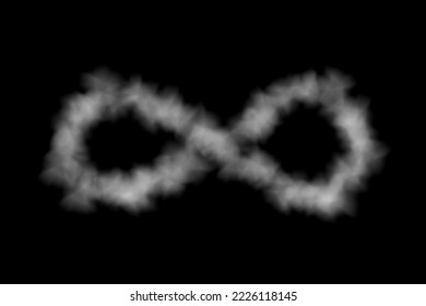 Smoke infinity sign. Isolated on black background. Vector illustration.