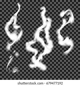 Smoke isolated on transparent background. Industrial exhaust set.