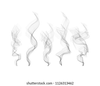 Smoke aislado en el fondo blanco. Conjunto de humo suave de cigarrillos. Concepto de diseño de forma de humo de flujo.