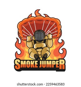 Smoke Jumpers are firefighters who parachute into wildfires logo vector illustration