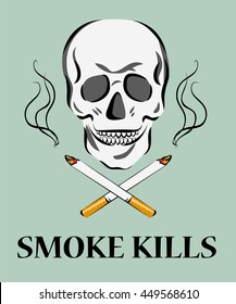 Skull Cigarettes Smoking Kills Concept Retro Stock Vector (Royalty Free ...