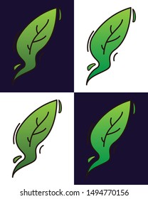 smoke leaf two different color green gradient logo nature design