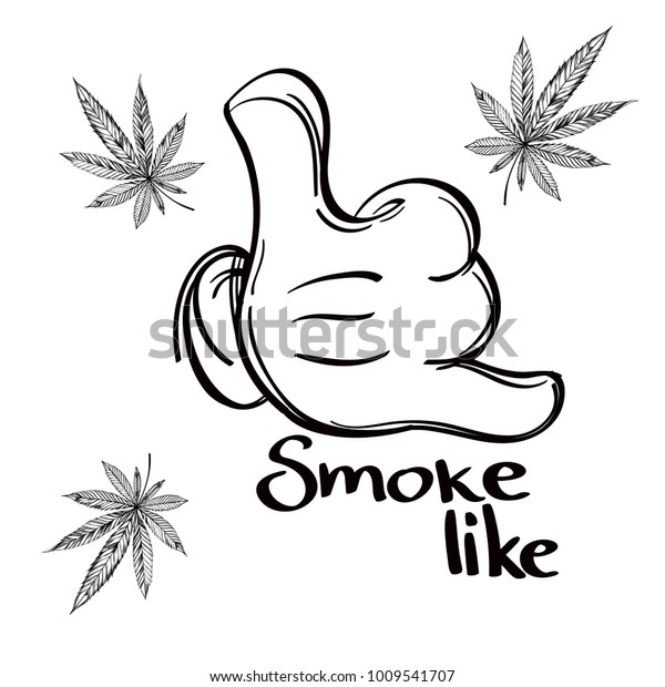 Smoke Like Cartoon Hand Marijuana Leaves Stock Vector (Royalty Free ...