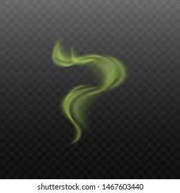 Smoke like cigarette or steam from hot products of green color hinting at the toxicity or magic of the product vector illustration isolated on a transparent background.