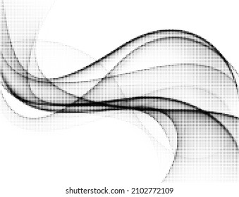 Smoke like halftone curved dotted lines. Vector illustration.