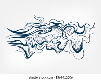 smoke line art sketch outline isolated design element cosmetics vector