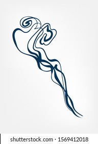 smoke line art sketch outline isolated design element cosmetics vector