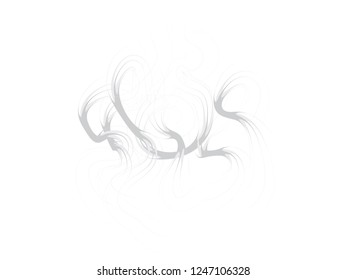 Smoke lines Graphic Vector Design. Smoke Dancing Waves Isolated On White Original Illustration. Ink Fume Elements Image. Zen Style Painting