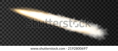 Smoke from military rocket launch. Plane track or missile trail  isolated on transparent background.  Realistic war vector texture.