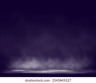 Smoke sobre fondo atmosférico oscuro con niebla baja a la deriva a través del suelo; Gradientes suaves crean un efecto malhumorado y misterioso. Ideal para superposiciones o escenas dramáticas.