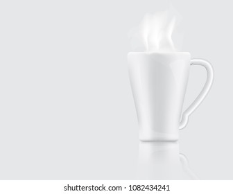 Smoke over ceramic cup of coffee.