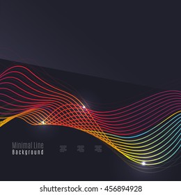 Smoke pattern on dark background. Colorful blending lines with shiny effects, business or hi-tech minimal message presentation template