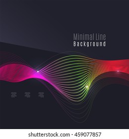 Patrón de humo sobre fondo oscuro. Líneas de mezcla coloridas con efectos brillantes, plantilla de presentación mínima de mensajes para empresas o alta tecnología