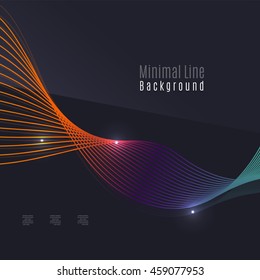 Smoke pattern on dark background. Colorful blending lines with shiny effects, business or hi-tech minimal message presentation template