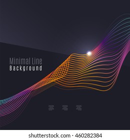 Smoke pattern on dark background. Colorful blending lines with shiny effects, business or hi-tech minimal message presentation template
