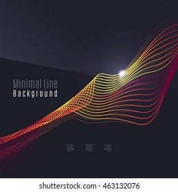 Smoke pattern on dark background. Colorful blending lines with shiny effects, business or hi-tech minimal message presentation template