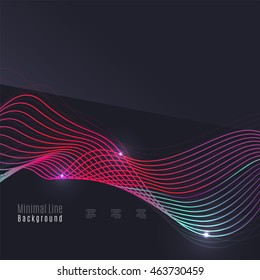 Smoke pattern on dark background. Colorful blending lines with shiny effects, business or hi-tech minimal message presentation template