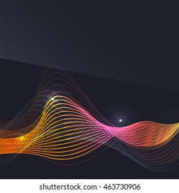 Smoke pattern on dark background. Colorful blending lines with shiny effects, business or hi-tech minimal message presentation template
