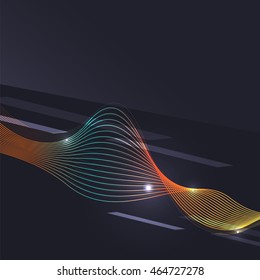 Smoke pattern on dark background. Colorful blending lines with shiny effects, business or hi-tech minimal message presentation template