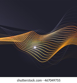 Smoke pattern on dark background. Colorful blending lines with shiny effects, business or hi-tech minimal message presentation template