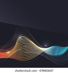 Smoke pattern on dark background. Colorful blending lines with shiny effects, business or hi-tech minimal message presentation template