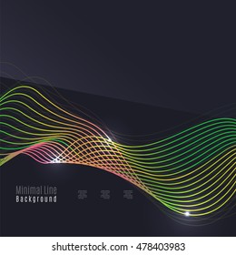 Smoke pattern on dark background. Colorful blending lines with shiny effects, business or hi-tech minimal message presentation template