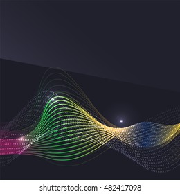 Smoke pattern on dark background. Colorful blending lines with shiny effects, business or hi-tech minimal message presentation template