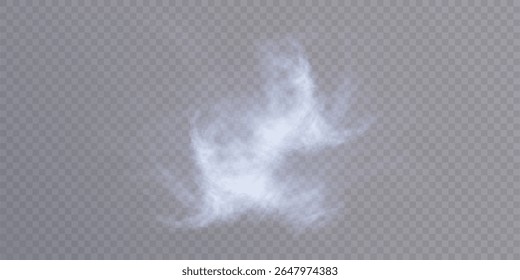 Padrão de fumaça em fundo transparente. Vapor de fumaça isolado, smog, vapor de água, ilustração vetorial	