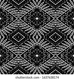 Smoke Peru Zigzag Drawn Vector Seamless Pattern. Art Bohemian Texture. Mud Tribal Mexico Design. Boho Ikat White Pattern. Ebony American Fabric Illustration.