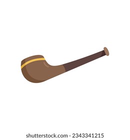 Smoke pipe icon flat vector. Old wood. Cigar tobacco isolated