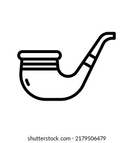 Smoke Pipe Icon. Line Art Style Design Isolated On White Background