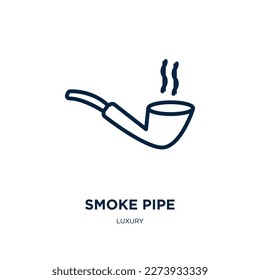 smoke pipe icon from luxury collection. Thin linear smoke pipe, pipe, smoke outline icon isolated on white background. Line vector smoke pipe sign, symbol for web and mobile