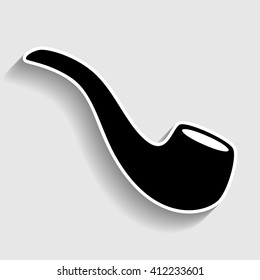 Smoke pipe icon. Sticker style on gray