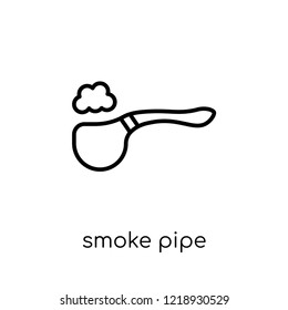 smoke Pipe icon. Trendy modern flat linear vector smoke Pipe icon on white background from thin line Luxury collection, editable outline stroke vector illustration
