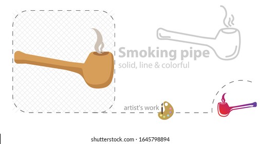 Ilustración de la tubería de humo. icono de línea plana
