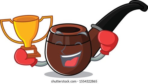 smoke pipe isolated cartoon the boxing winner mascot
