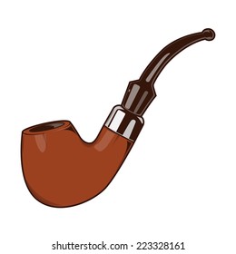 Smoke Pipe isolated on a white background. Color line art. Retro design. Vector illustration.