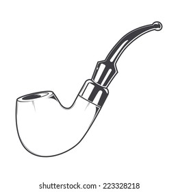 Smoke Pipe isolated on a white background. Monochromatic line art. Retro design. Vector illustration.