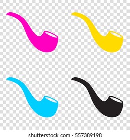 Smoke pipe sign. CMYK icons on transparent background. Cyan, magenta, yellow, key, black.
