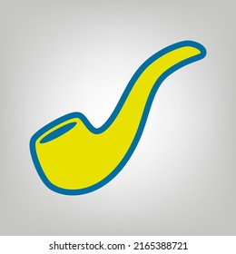 Smoke pipe sign. Icon in colors of Ukraine flag (yellow, blue) at gray Background. Illustration.