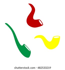 Smoke pipe sign. Isometric style of red, green and yellow icon.