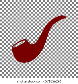Smoke pipe sign. Maroon icon on transparent background.