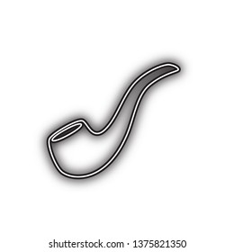 Smoke pipe sign. Vector. Double contour black icon with soft shadow at white background. Isolated.