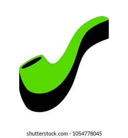 Smoke pipe sign. Vector. Green 3d icon with black side on white background. Isolated.