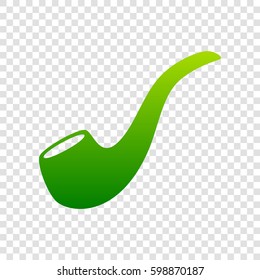 Smoke pipe sign. Vector. Green gradient icon on transparent background.