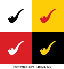 Smoke pipe sign. Vector. Icons of german flag on corresponding colors as background.