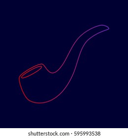 Smoke pipe sign. Vector. Line icon with gradient from red to violet colors on dark blue background.